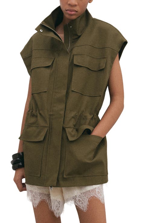 High Neck Pocket Cotton Vest