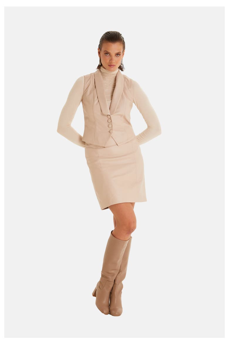 Laura Leather Vest, Alternate, color, Beige