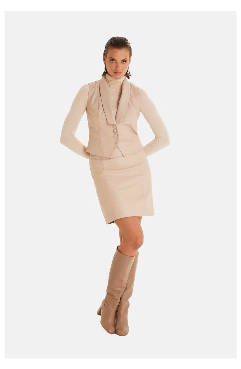 Furniq UK Laura Leather Vest, Alternate, color, Beige