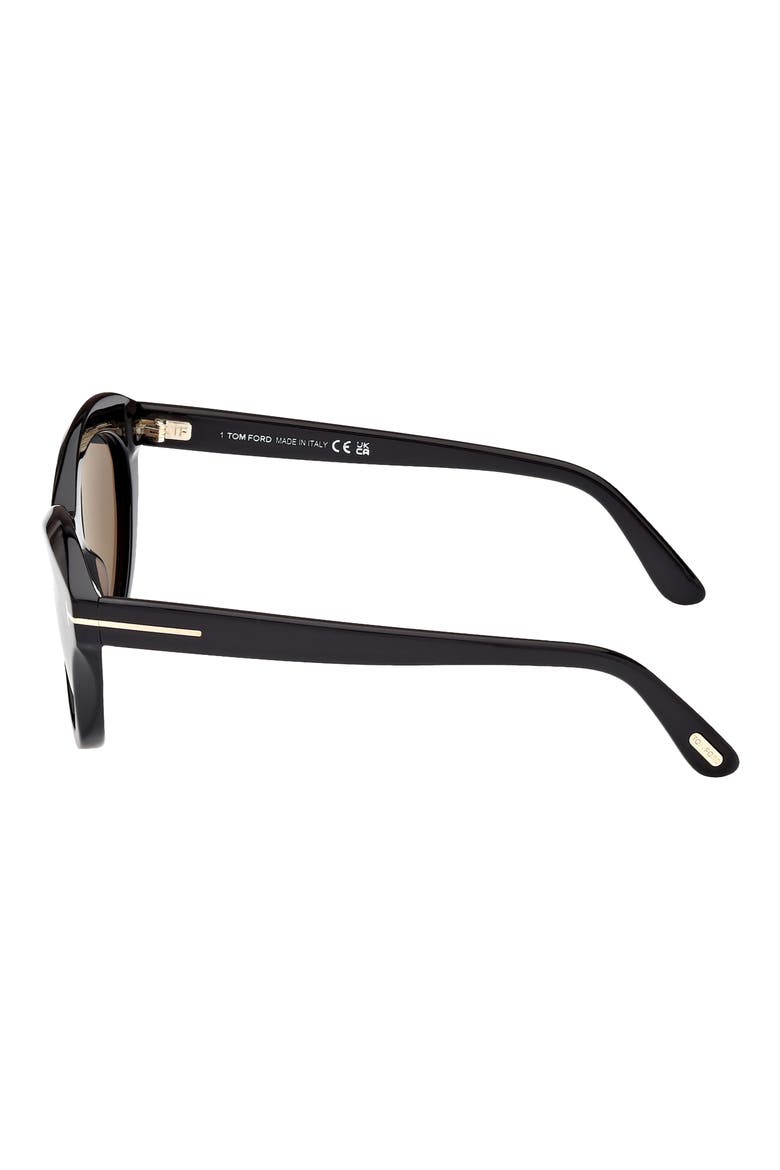 Toni 55mm Polarized Oval Sunglasses, Alternate, color, SHINY BLACK / SMOKE