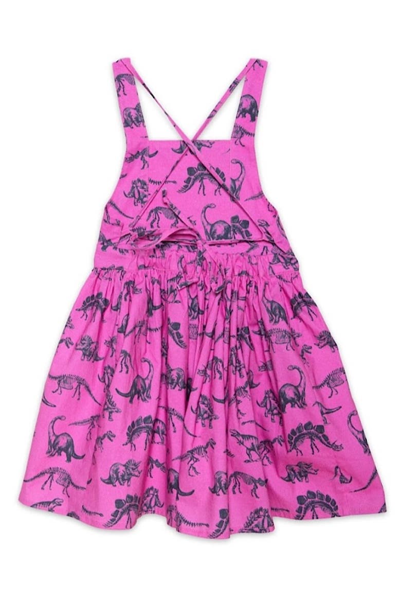 Girls Tie Back Dress, Alternate, color, Dino