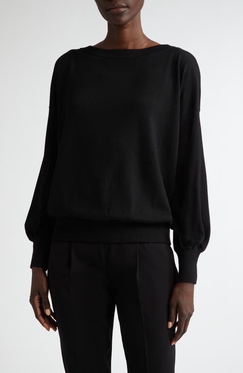 Akris punto Oversize Boat Neck Virgin Wool Sweater in Black 