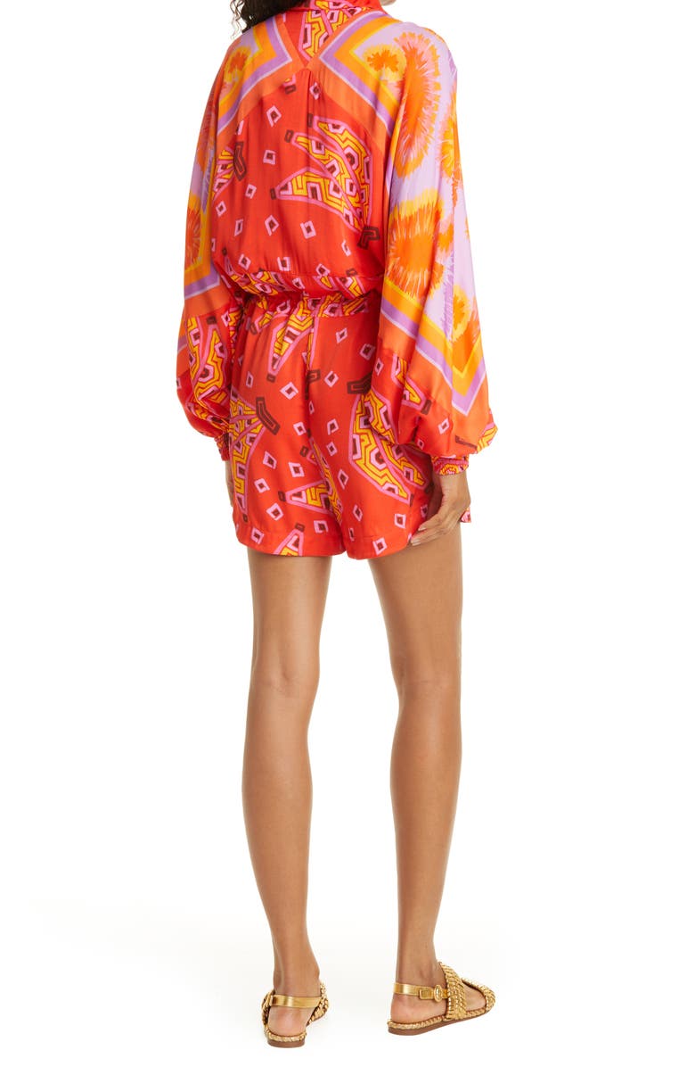 FARM Rio Red Tiki Bananas Romper, Alternate, color, 