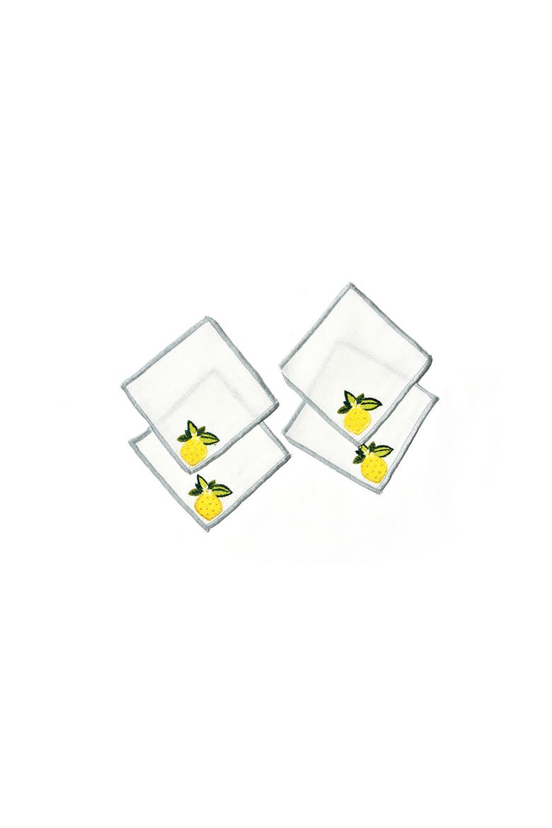 Lemon Cocktail Napkins Set of 4, Alternate, color, Yellow