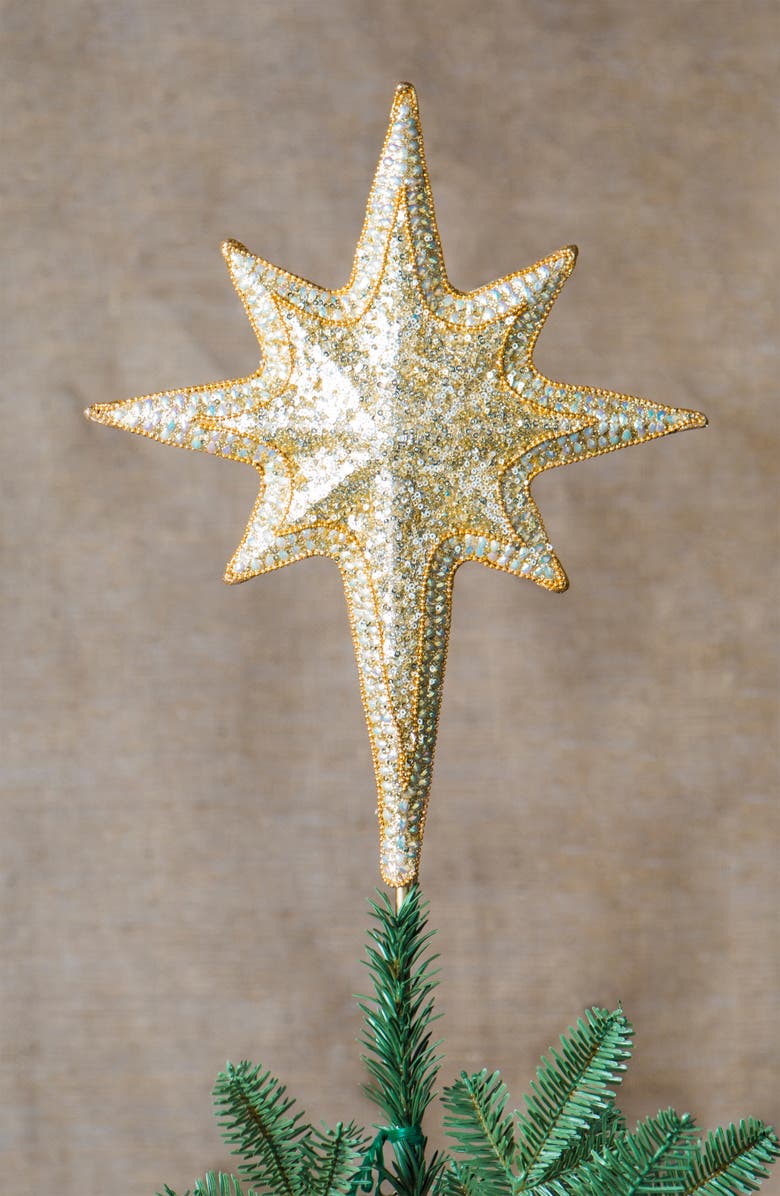 Balsam Hill Gold Bethlehem Star Beaded Tree Topper, Alternate, color, Gold
