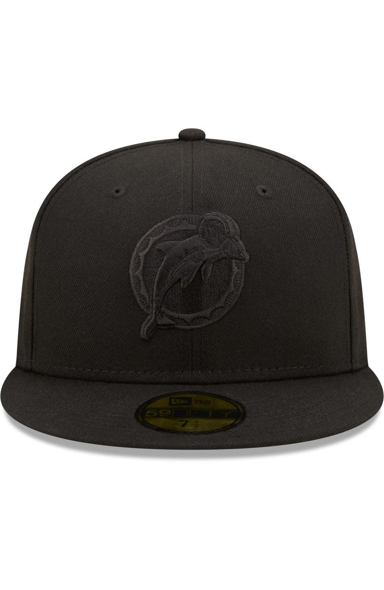 New Era Men's New Era Miami Dolphins Black on Black Alternate Logo 59FIFTY Fitted Hat, Alternate, color, Black