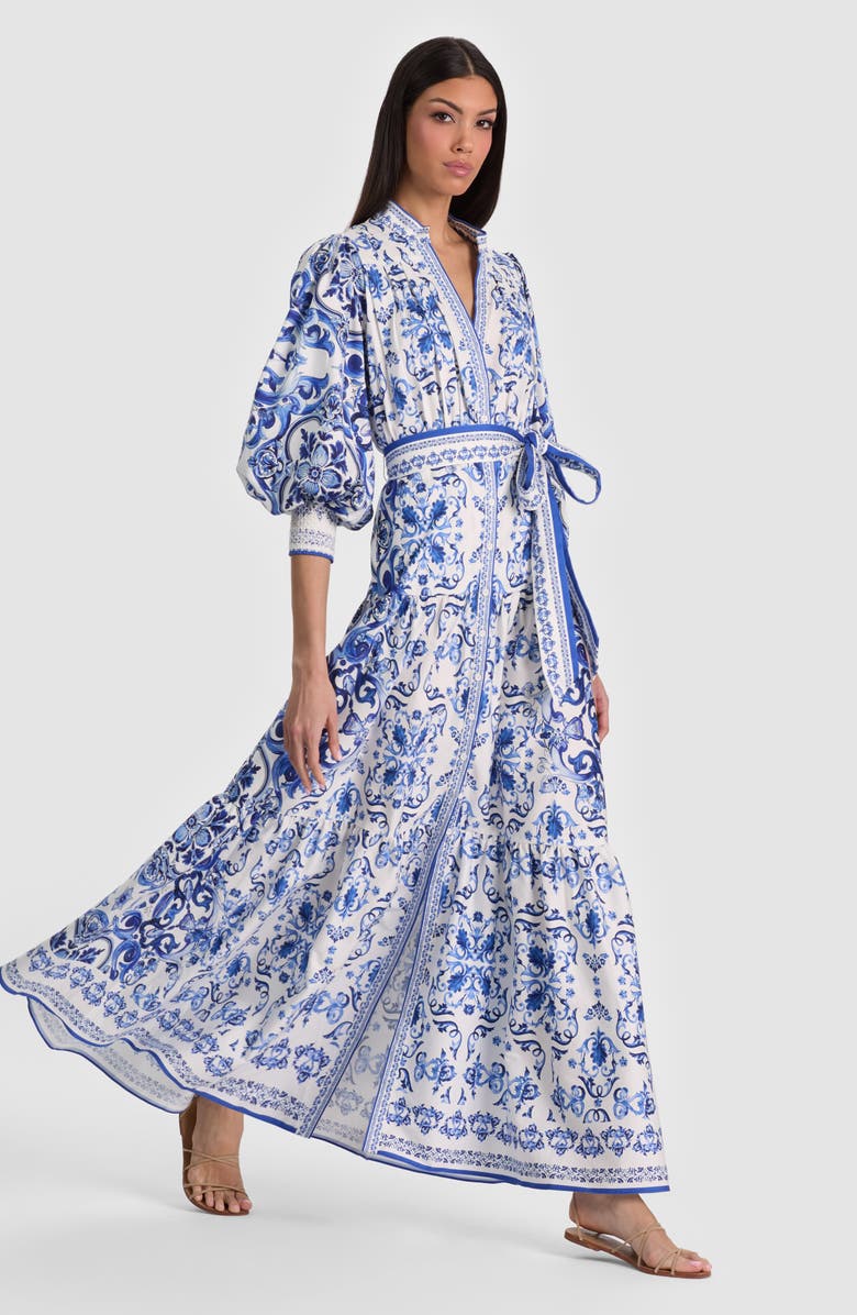 Alice + Olivia Cora Voluminous Tiered Maxi Dress, Alternate, color, Solstice