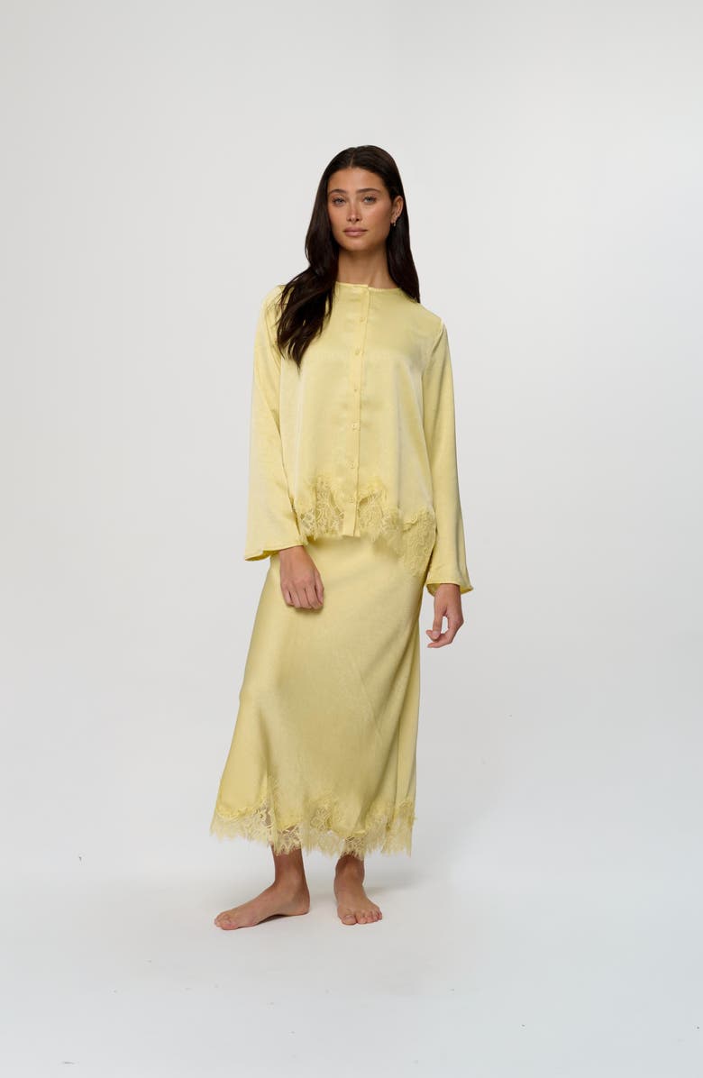 By Tess Collection Amora Skirt, Alternate, color, Pale Yellow