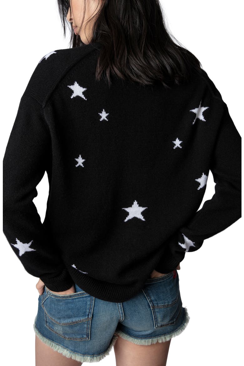 Mirka Star Cashmere Cardigan, Alternate, color, NOIR