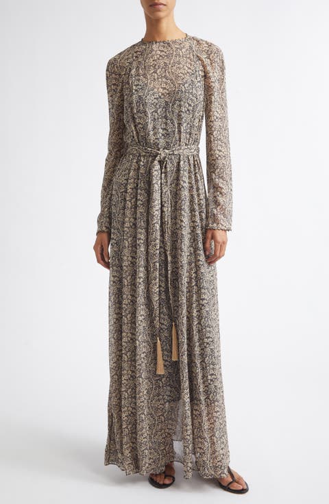 Valiant Print Long Sleeve Maxi Dress