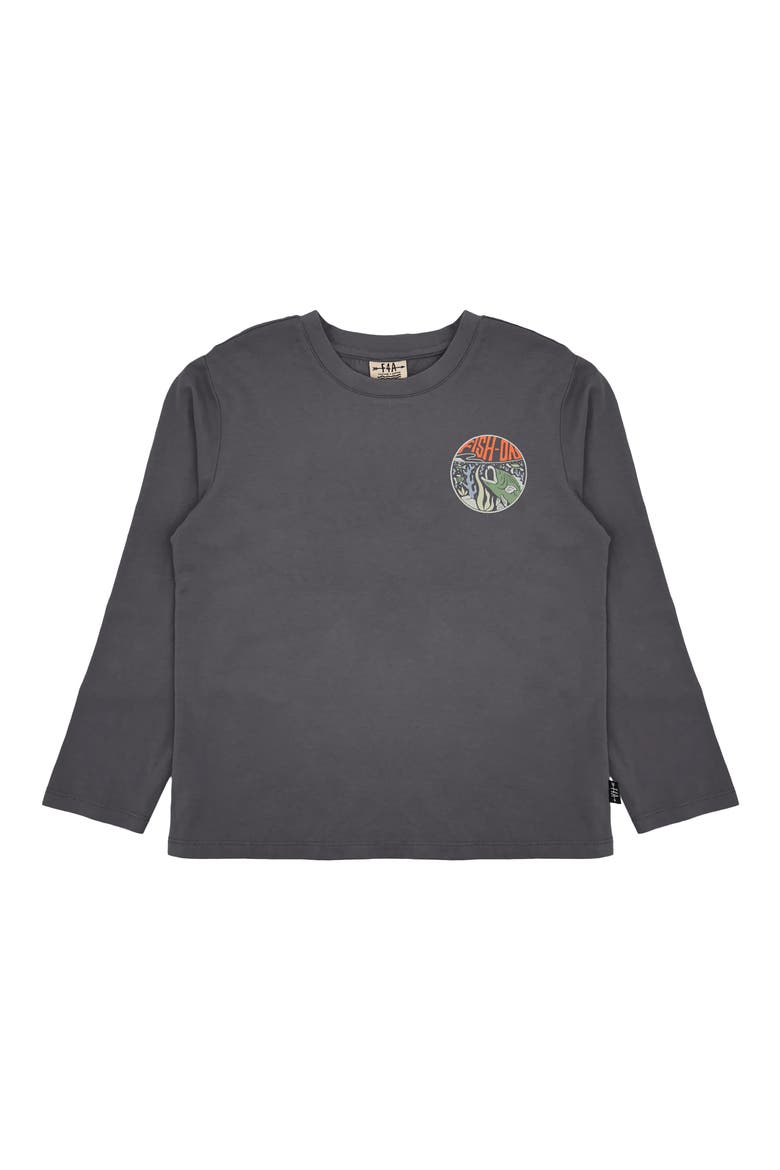 Kids' Fish Long Sleeve Cotton Graphic T-Shirt, Main, color, ASH GREY