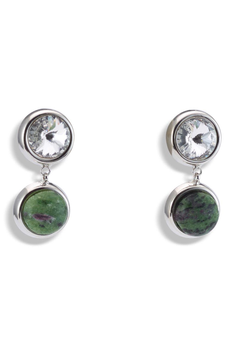 Clare Crystal & Turquoise Drop Earrings, Main, color, TURQUOISE/ RHODIUM