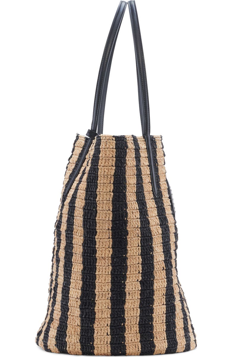 Valentino Garavani VLOGO Signature Crochet Raffia Tote, Alternate, color, Natural/ Black