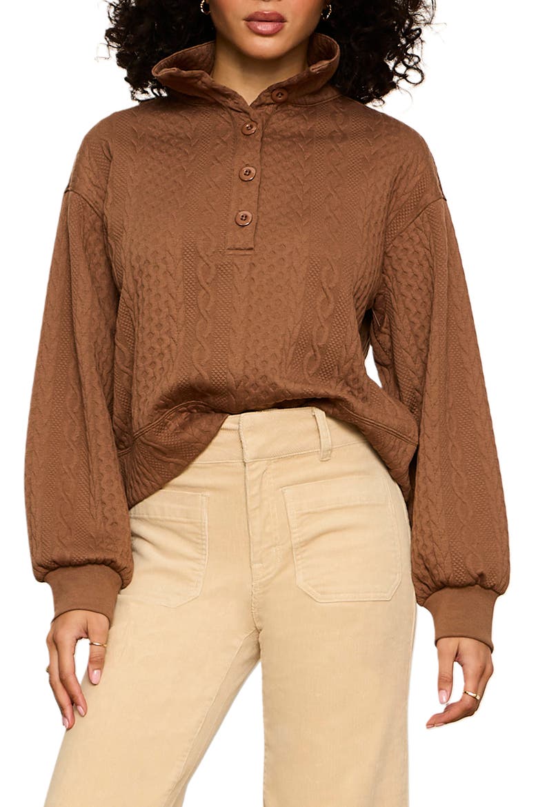 Halley Cable Popover Top, Main, color, COCOA POWDER BROWN