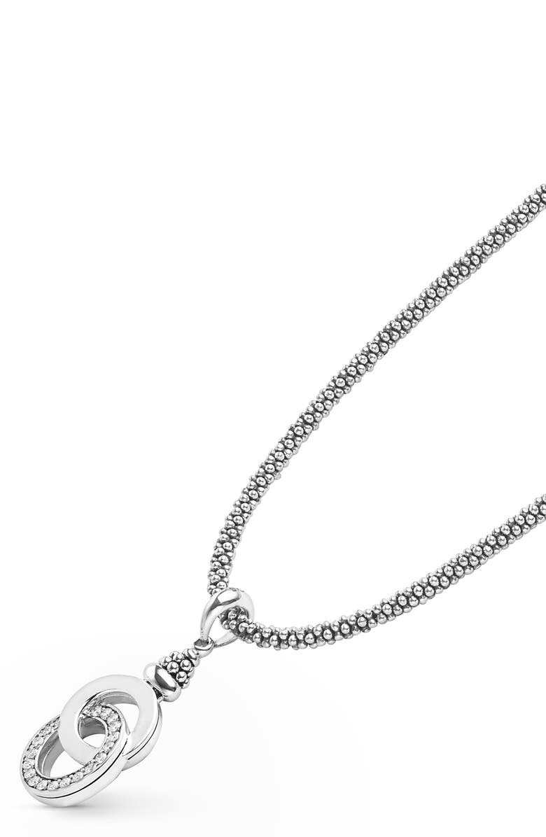 LAGOS Signature Caviar Interlocking Diamond Pendant Necklace, Alternate, color, Silver