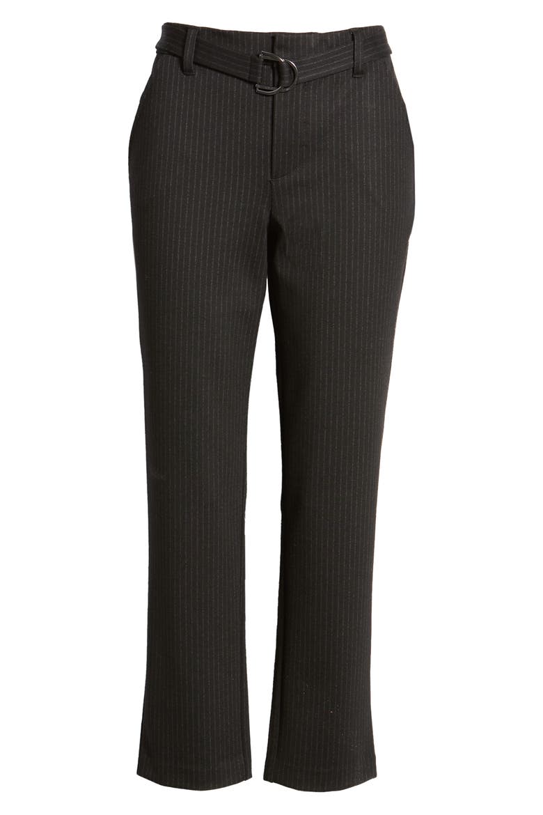 Ab-Solution High Waist Pinstripe Ponte Trousers (Nordstrom Exclusive), Alternate, color, BKW - BLACK/WHITE