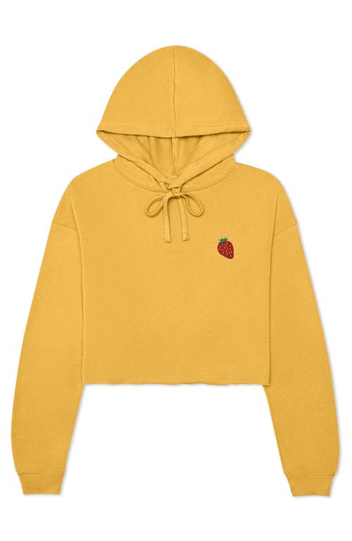 Dalix Strawberry Cropped Fleece Hoodie In Heather Mustard
