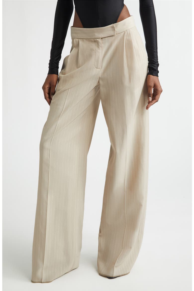 Shimmer Pinstripe Wide Leg Pants, Main, color, SAND
