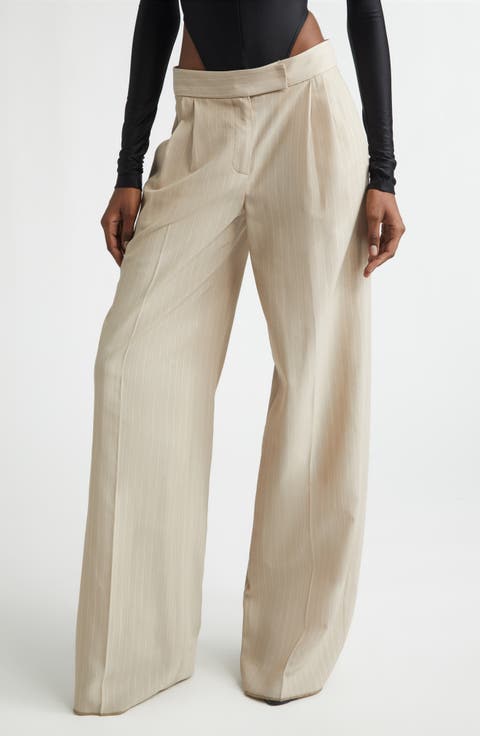 Shimmer Pinstripe Wide Leg Pants
