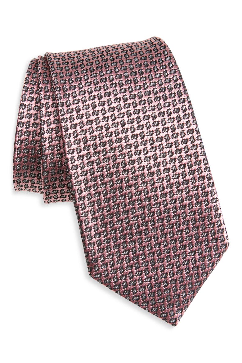 Geometric Silk Jacquard Tie, Main, color, PINK