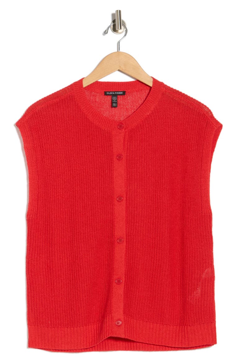 Organic Linen & Organic Cotton Sweater Vest, Alternate, color, CHERRY