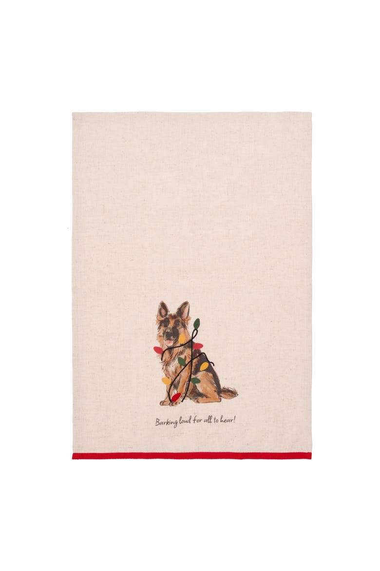 Barking German Shepherd Pet Christmas Towel, Alternate, color, Yellow