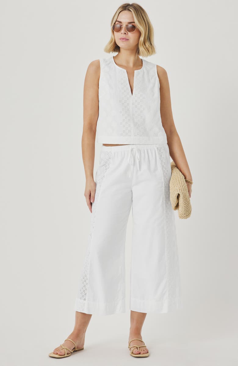 Splendid Kenzie Geo Eyelet Crop Wide Leg Pants, Alternate, color, White