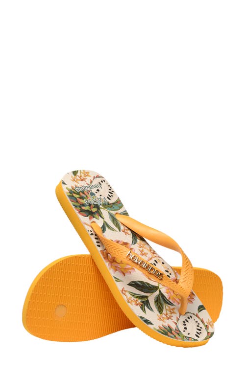 Havaianas X Farm Rio Fresh Fruit Flip Flop In Yellow