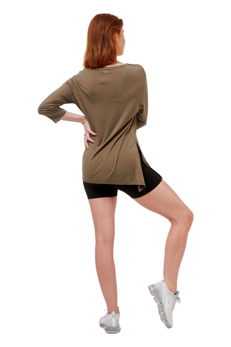Anen Side Tie 3/4 Sleeve Top, Alternate, color, Army Sage