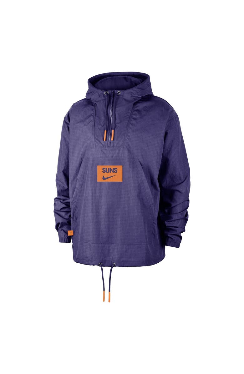 Nike Men's Nike Purple Phoenix Suns Courtside Premium Club Anorak Quarter-Zip Hoodie Jacket, Alternate, color, Purple