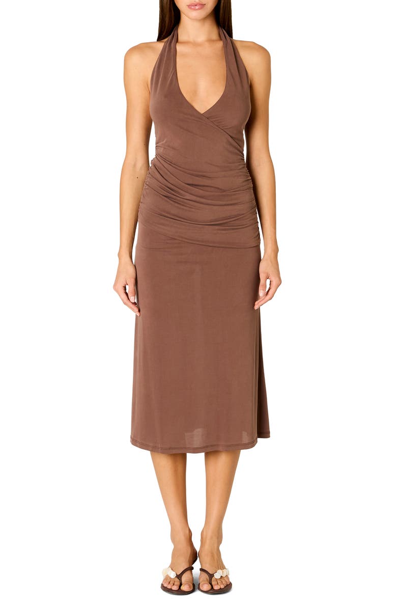 Nia Marina Halter Midi Dress, Main, color, Java