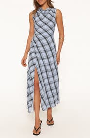 Petal & Pup West Plaid Cowl Neck Midi Dress