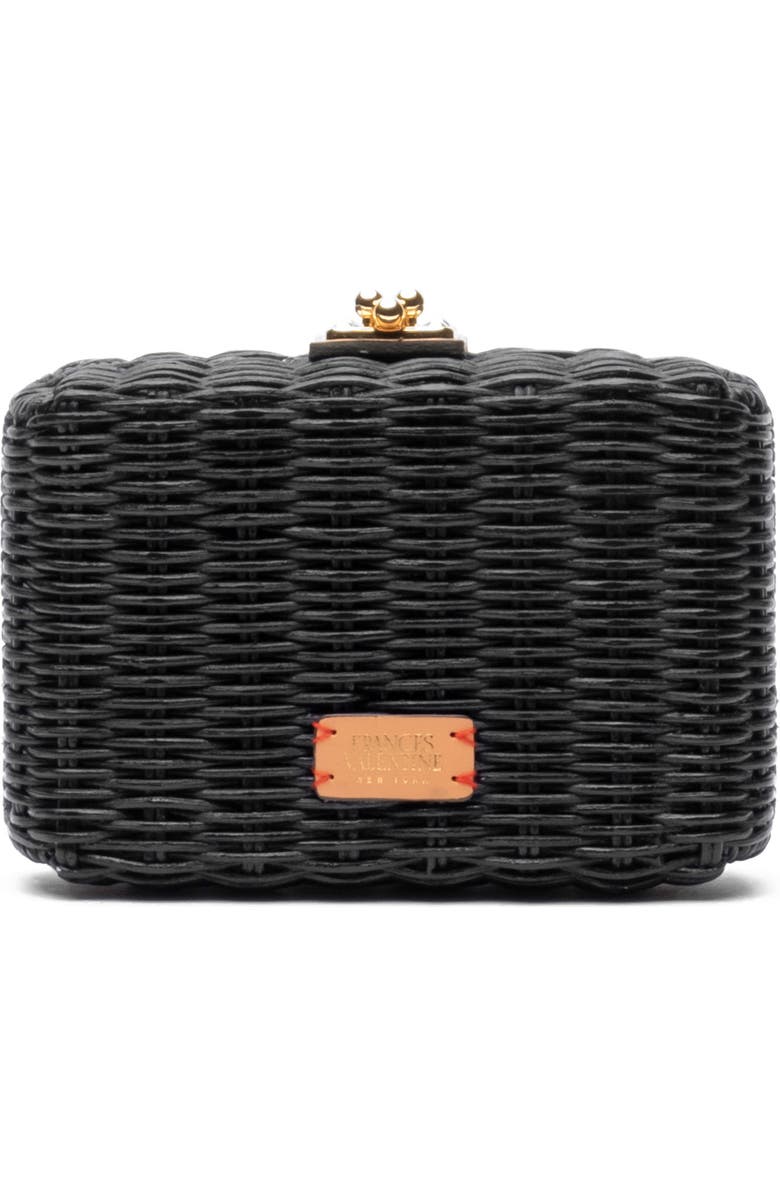 Frances Valentine Paige Wicker Box Clutch, Main, color, Black