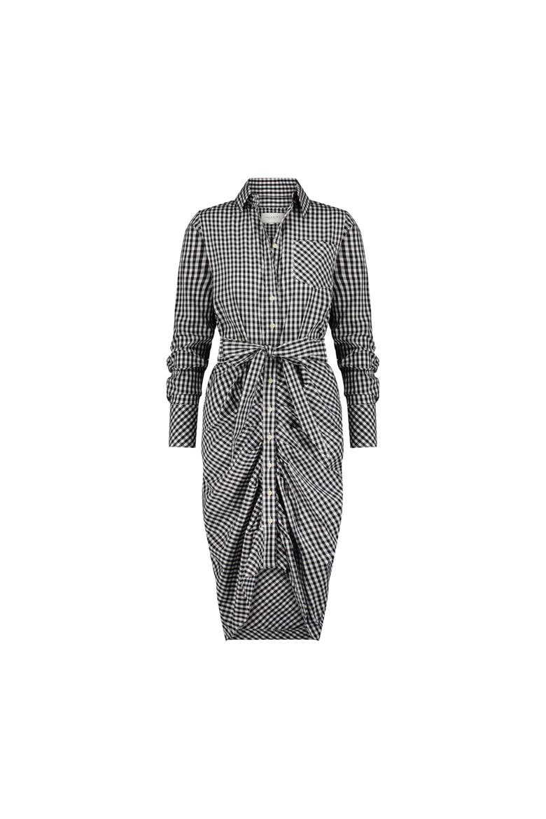 The Wrap Front Dress, Main, color, Black Check