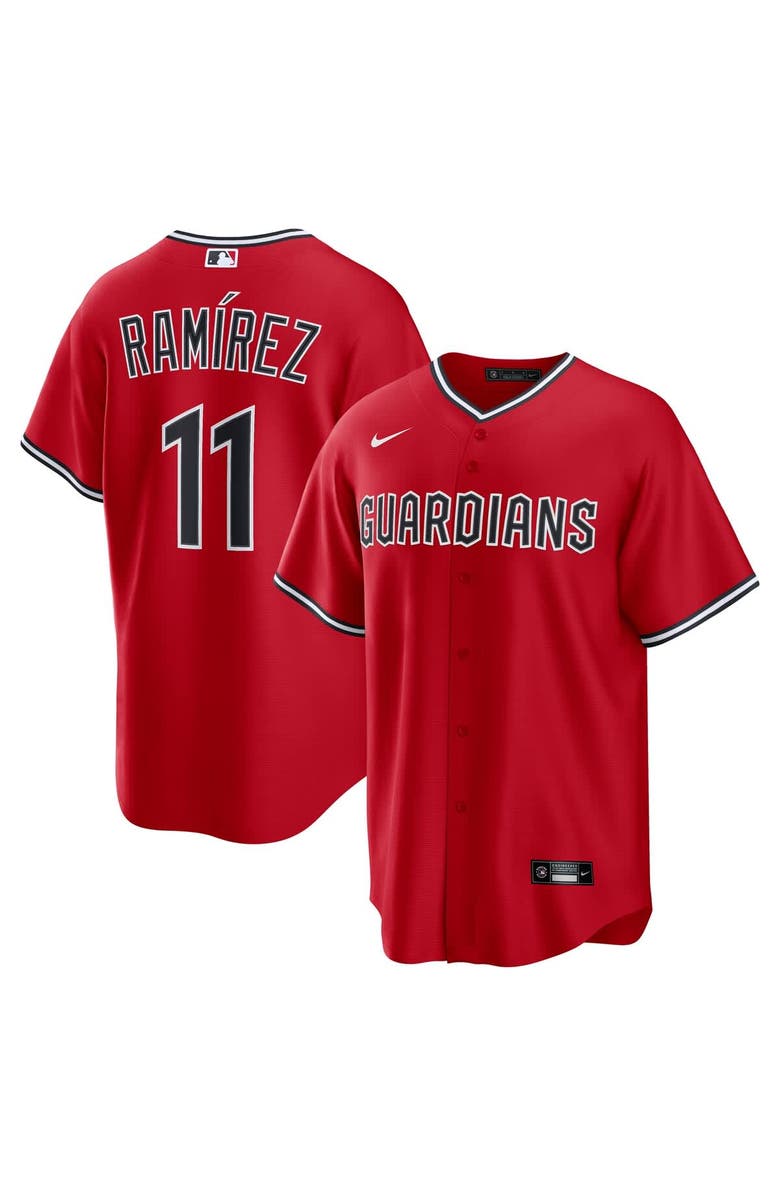 Nike Men's Nike José Ramírez Red Cleveland Guardians Alternate 2 Replica Jersey, Main, color, 