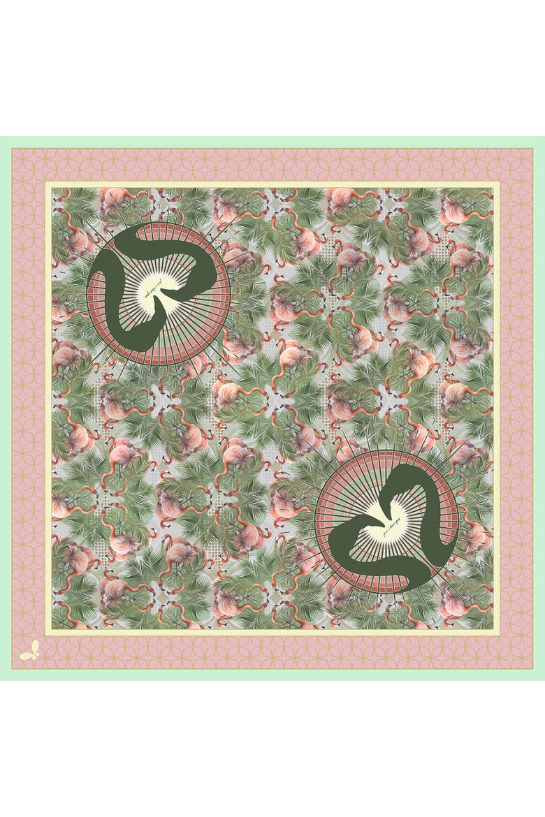NIght Bloom Silk Scarf, Alternate, color, Palm Springs