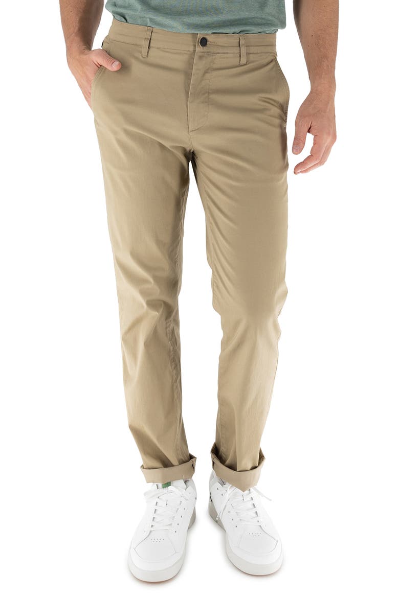 Maneuver Slim Straight Leg Performance Twill Pants, Main, color, MEDIUM BEIGE/ KHAKI