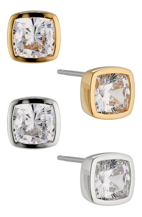 Coco Set of 2 Cubic Zirconia Square Stud Earrings