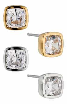 Nadri Coco Set of 2 Cubic Zirconia Square Stud Earrings