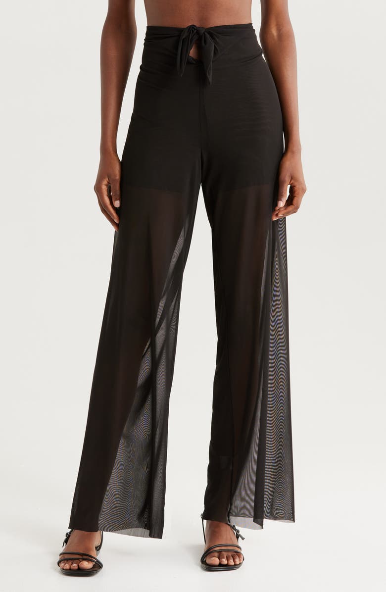 Elan Tie Front Sheer Cover-Up Pants, Main, color,