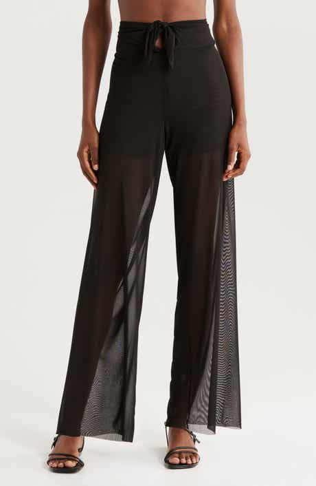 Elan Tie Front Sheer Cover-Up Pants