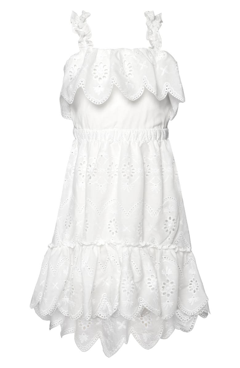 Hannah Banana Kids' Eyelet Scallop Hem Dress, Main, color, White