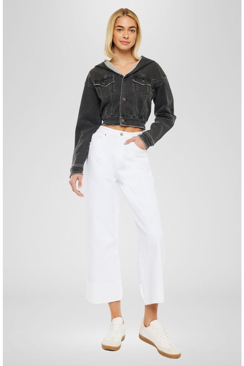 Alfie 90s High Rise Cropped Wide Leg Jeans, Alternate, color, White