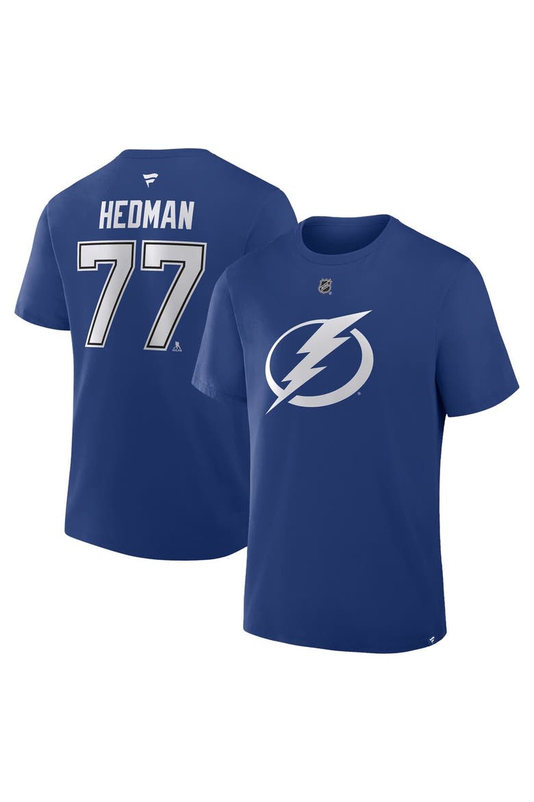 Men's Fanatics Victor Hedman Blue Tampa Bay Lightning Authentic Stack Name & Number T-Shirt, Main, color, Blue