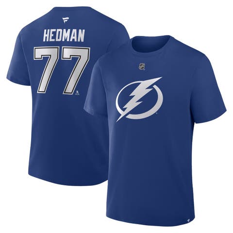 Men's Fanatics Victor Hedman Blue Tampa Bay Lightning Authentic Stack Name & Number T-Shirt