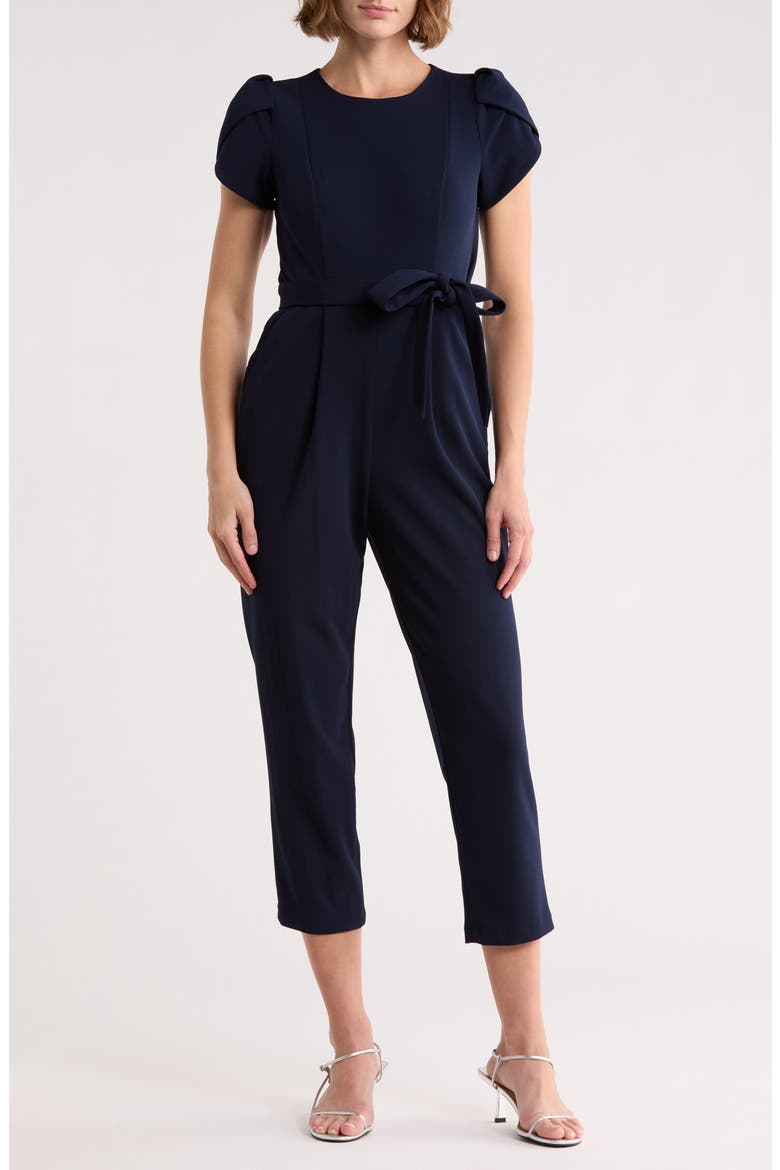 Tulip Sleeve Belted Jumpsuit, Main, color, INDIGO