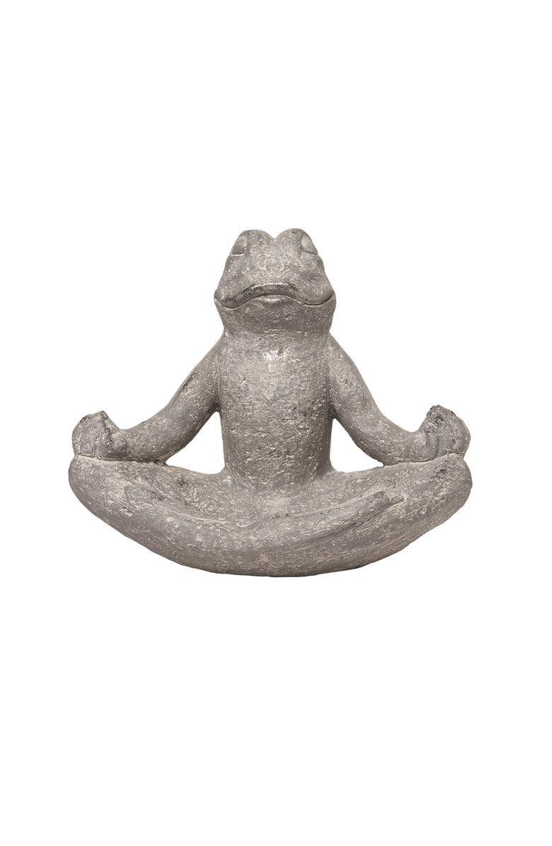 Transpac 13 Inch Gray Spring Zen Frog Birdbath Decorative Polyresin Garden Accent, Main, color, Gray