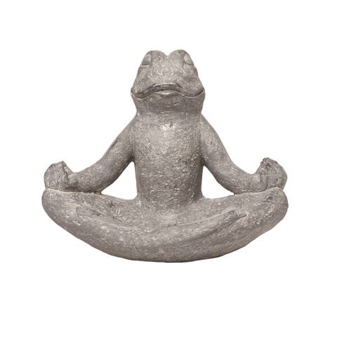 13 Inch Gray Spring Zen Frog Birdbath Decorative Polyresin Garden Accent