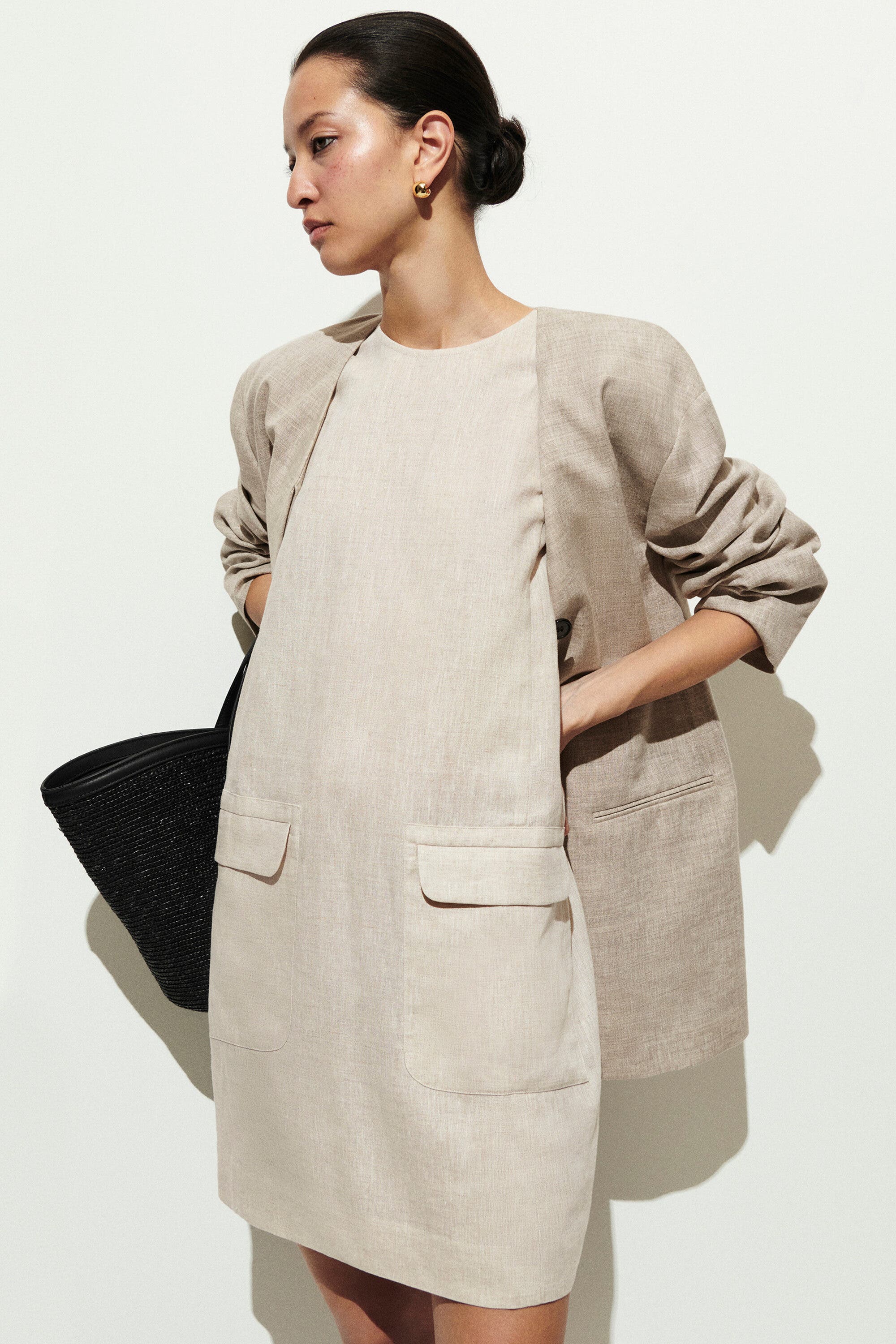 COS Linen Mini Shift Dress (Women) | Nordstrom