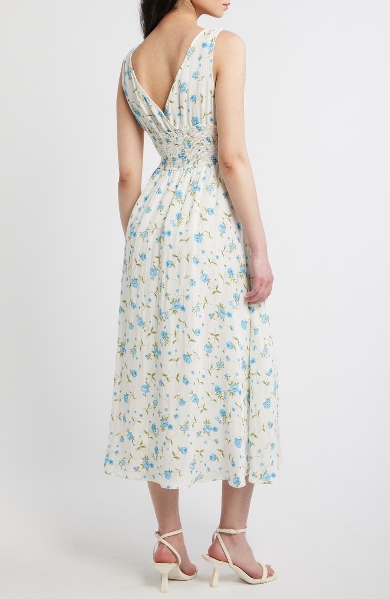 Blu Pepper Floral Print Sleeveless Midi Dress, Alternate, color, Ivory/Blue